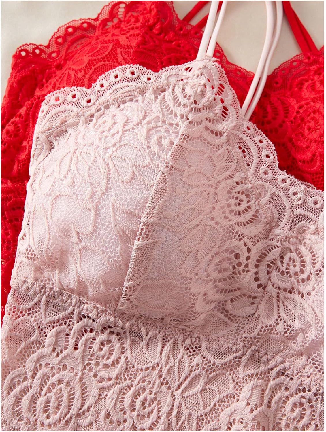 Verdusa Women's Lingerie Sets 6 Piece Lace Bow Floral Underwear Bras Wireless Padded Bra and Panty Set - Image 3