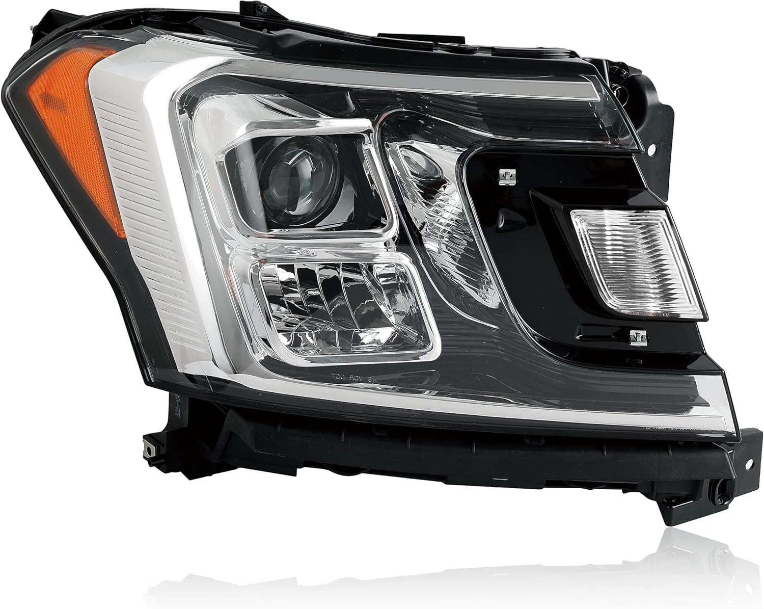 Projector Headlights Compatible with 2018-2021 Ford Expedition XLT | Chrome Halogen Halo Projector Headlight Assembly Front Headlamp With bulb Clear Lens Lens Left Driver Side FO2502370