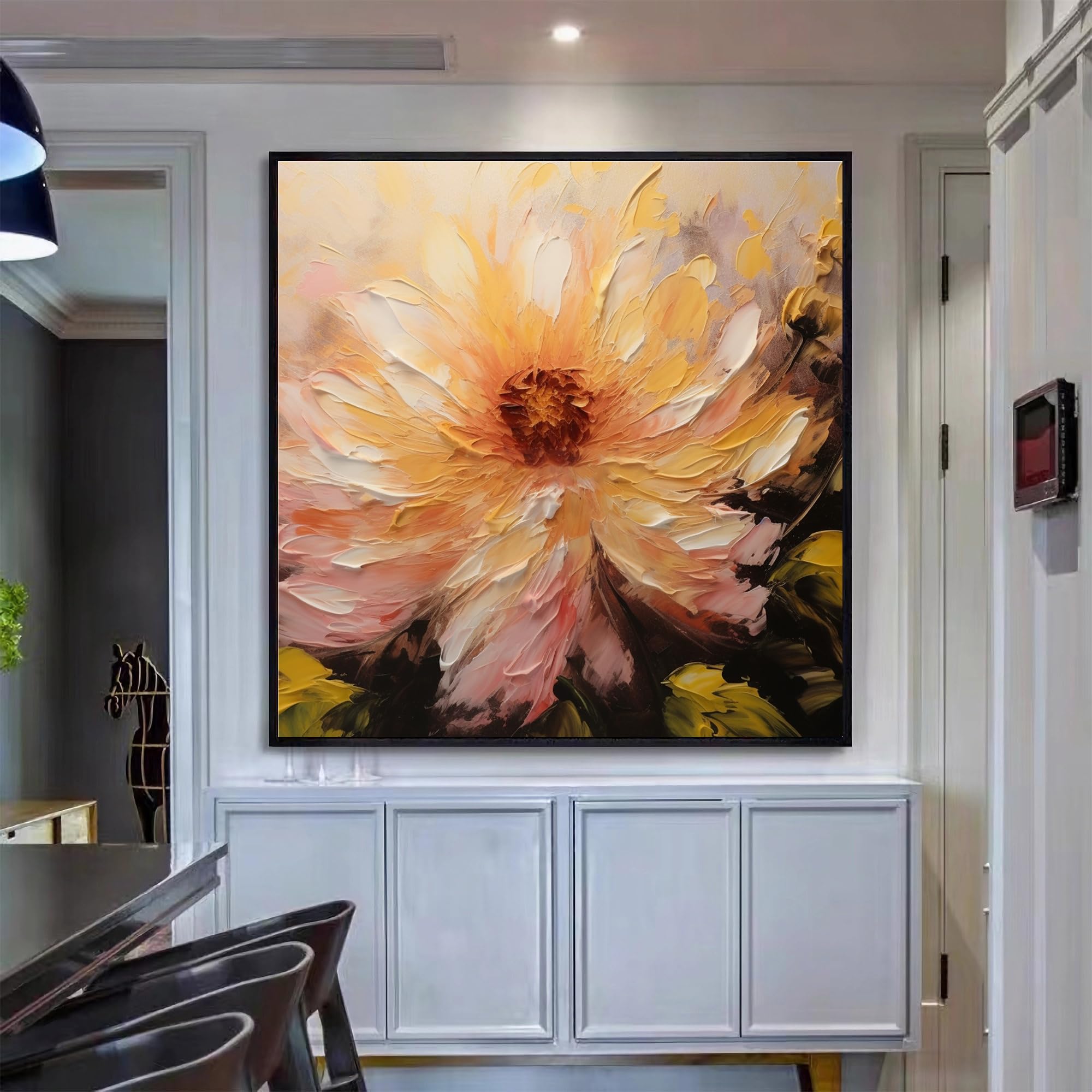 Amazon.com: 3D Original Yellow Blooming Flower Painting Canvas 3D