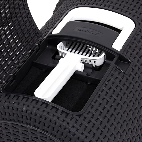 Curver Petlife Cat Litter Box with Lid and Scoop, Easy-Clean Drawer System for Hygienic Maintenance, Odour-Control Filter and Paw Scraper Grid, 51.5 x 38.5 x 40 cm, Anthracite - 2