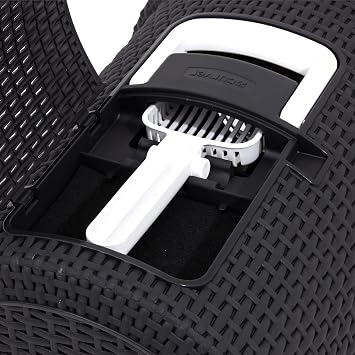 Curver Petlife Cat Litter Box with Lid and Scoop, Easy-Clean Drawer System for Hygienic Maintenance, Odour-Control Filter and Paw Scraper Grid, 51.5 x 38.5 x 40 cm, Anthracite