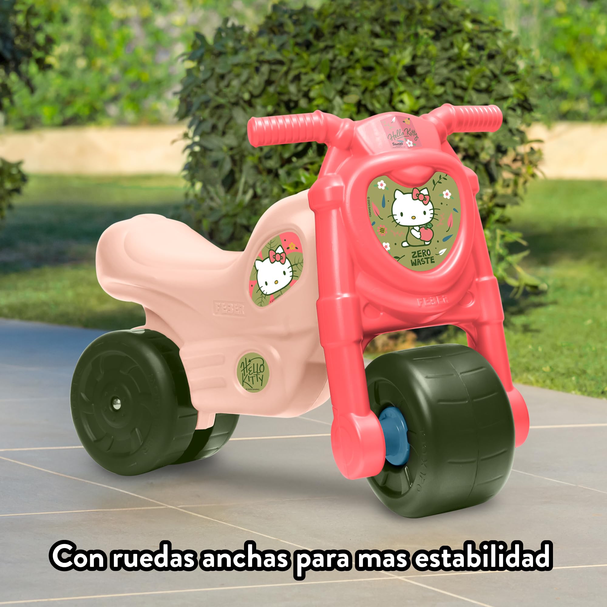 FEBER - Hello Kitty Motofeber, Correpasillos con Forma de Moto y con Pegatinas Divertidas de Hello Kitty, Estable y Seguro, Desarrollo niños y niñas de 18 Meses a 3 años, Famosa (FE200000)