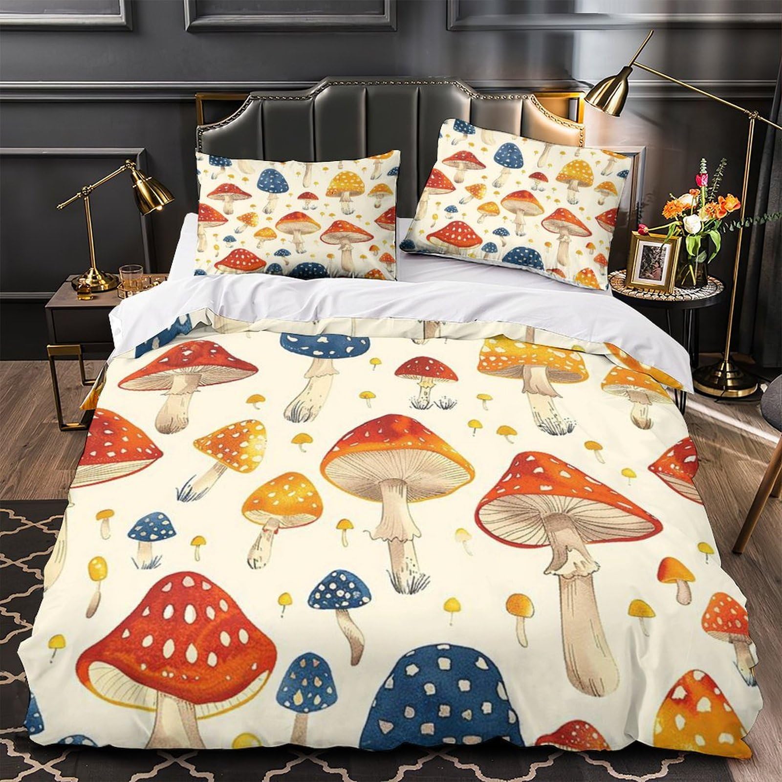 Housse de couette montagne hypoallergique anti-acariens, parure lit 3D respirante 260x220