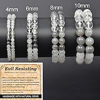 Vista 606 de MASSIVE BEADS Pulsera elástica de yoga hecha a mano con piedra natural, cristal curativo, energía, regalos para adultos unisex de 0.157 in, 0.236