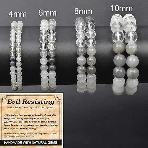 Vista 606 de MASSIVE BEADS Pulsera elástica de yoga hecha a mano con piedra natural, cristal curativo, energía, regalos para adultos unisex de 0.157 in, 0.236