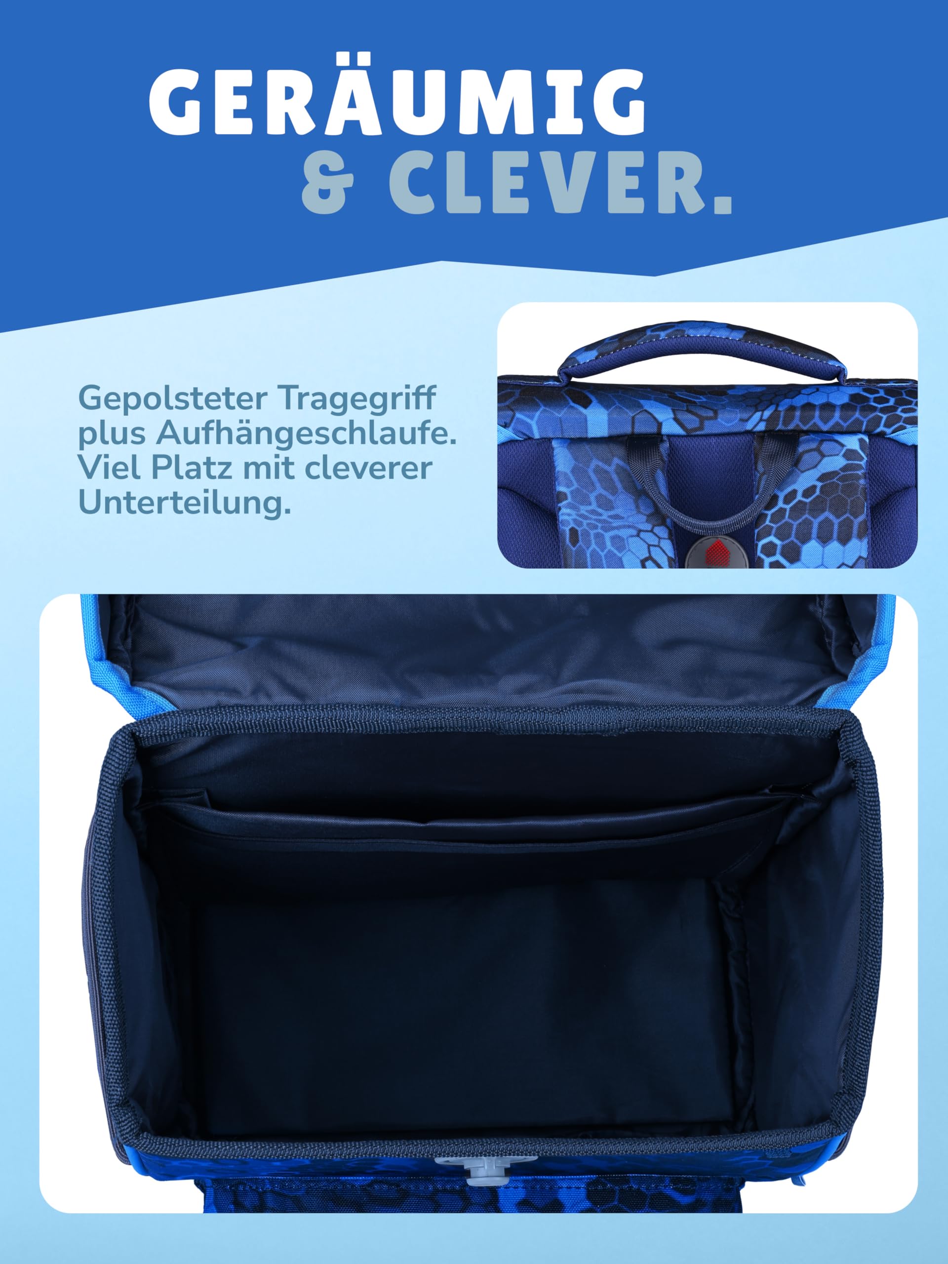 Familando - Basic-Plus Schulranzen Set - 10-teilig mit Schultüte - T-REX Dino - Ergonomisch, stabil & 850g leicht - 15L Volumen - Brustgurt & Reflektoren - Für Grundschule ab 1. Klasse