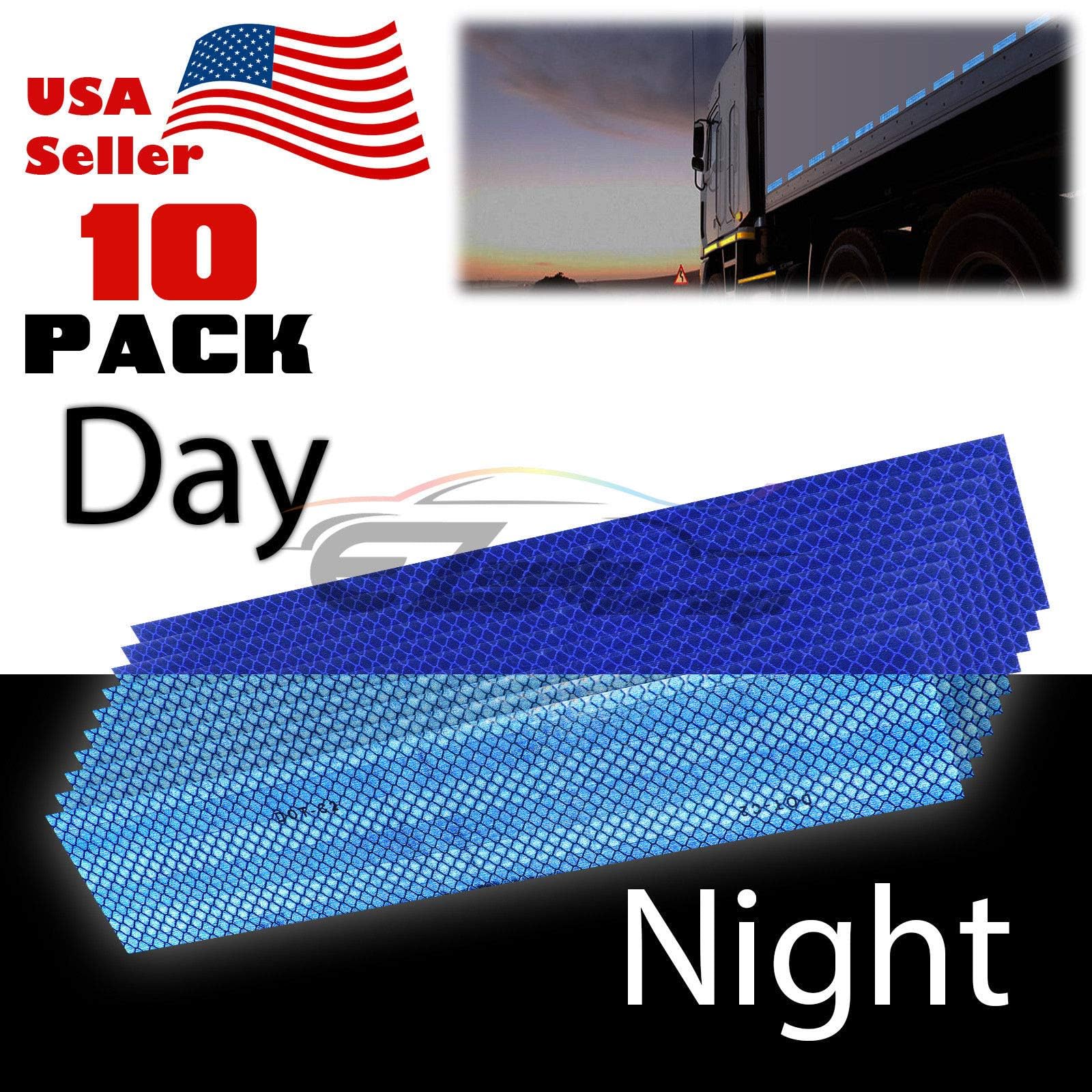 EZAUTOWRAP DOT-C2 Conspicuity Reflective Tape Blue 1 Foot Safety Warning Trailer RV 10 Strips 10 Feet