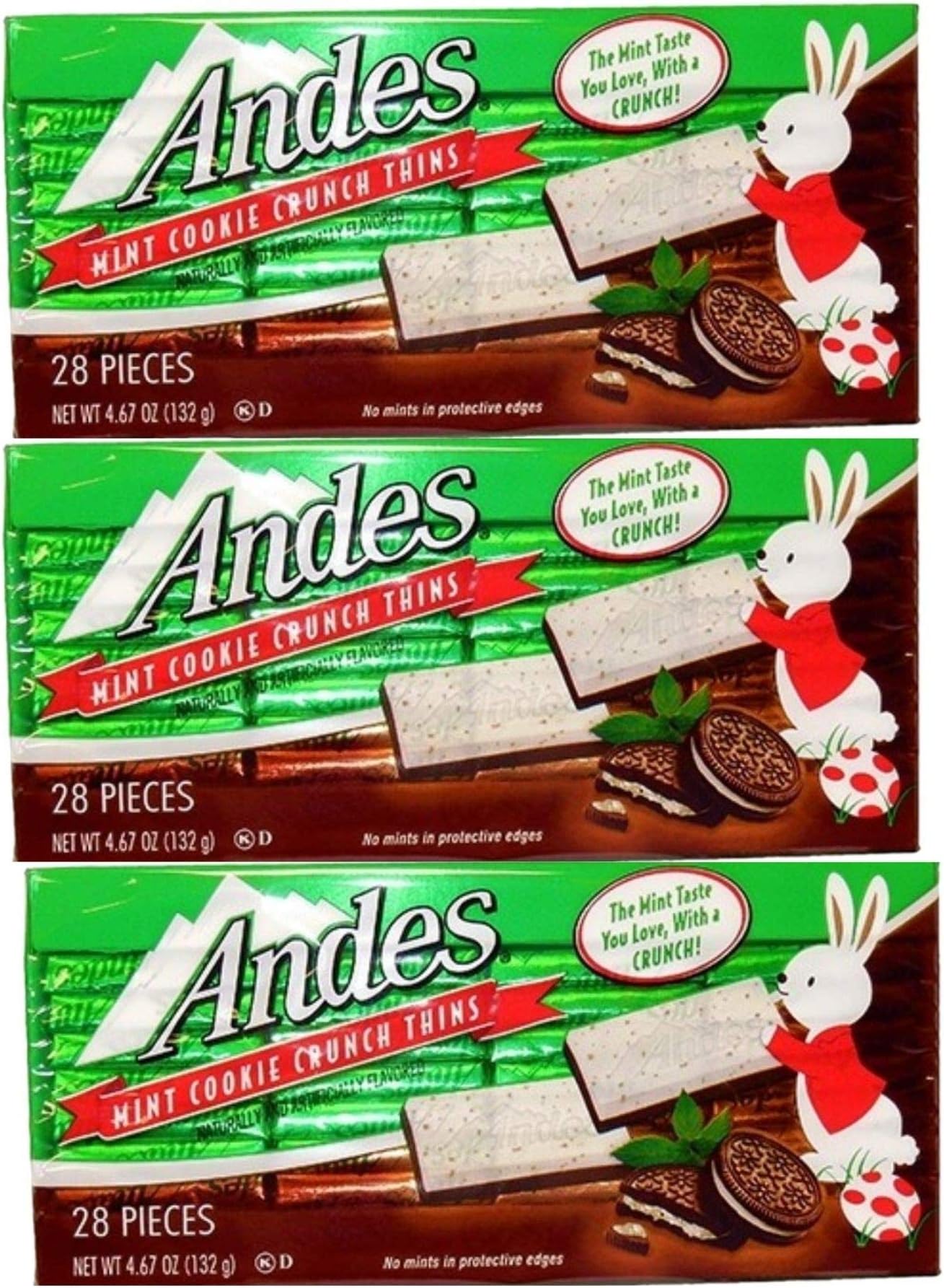 Andes Mint Cookie Crunch Thins Candy, Pack of 3, 4.67 oz