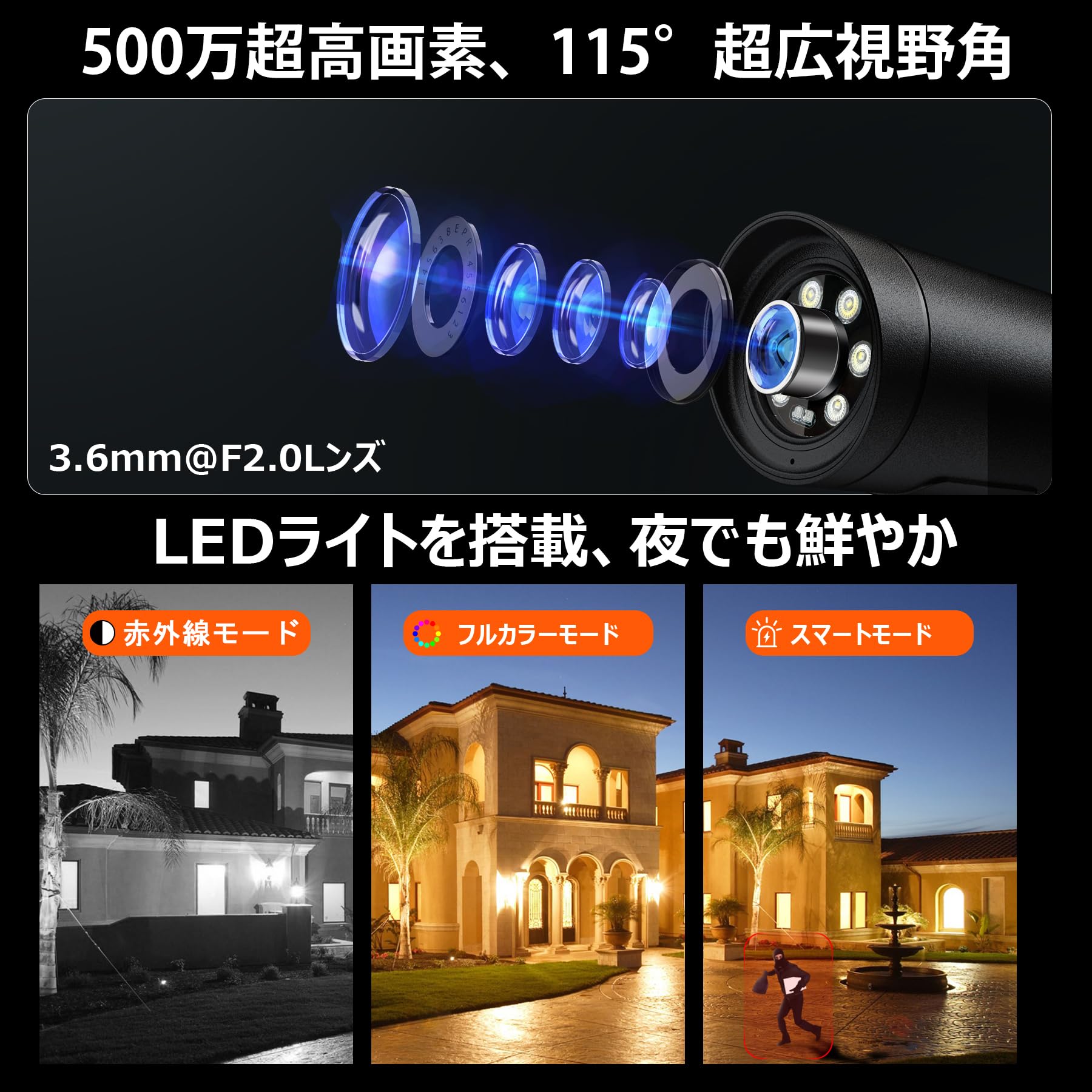 KEOYEE 500万画素・夜間カラー撮影 防犯力メラ xp新品 Amazon.co.jp: 【500万画素・夜間カラー撮影】KEOYEE 防犯カメラ POE