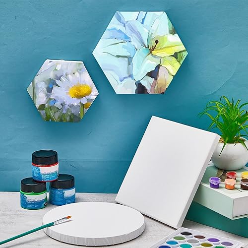 Miniatura 7 de Juexica Paquete de 12 lienzos estirados, lienzo en blanco para pintar Navidad, lienzos blancos de varios tamaños a granel, lienzos blancos