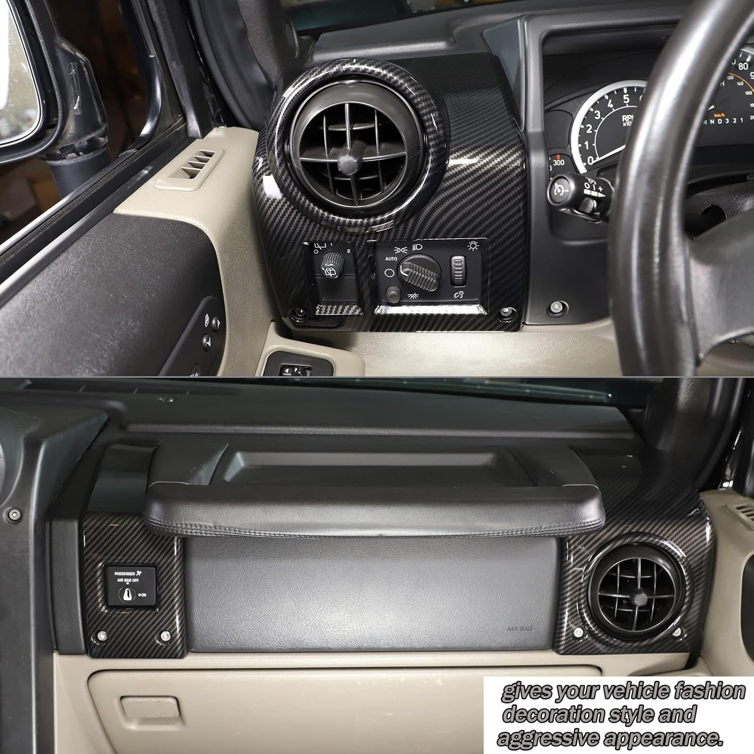 Lcojicep Car Air Vent Cover Compatible with Hummer H2 2003-2007, Interior Side Air Vent Outlet Cover Trim Frame, Central Side Dashboard Air Vent Outlet Cover, Car Interior, (4psc)