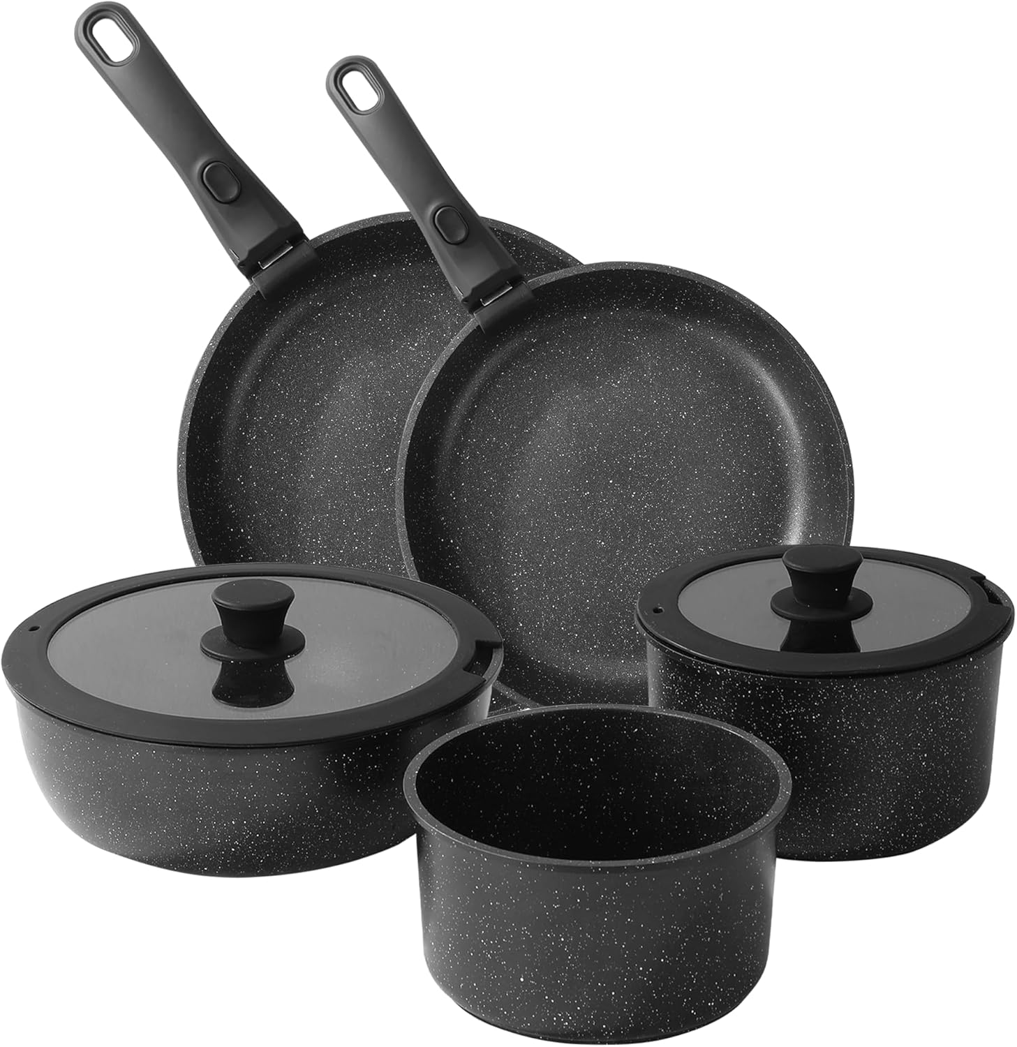 9-Piece Ceramic Cookware Set with Removable Handles – Oven Safe, Induction Friendly 9-Piece Ceramic Cookware Set with Removable Handles – Oven Safe, Induction Friendly