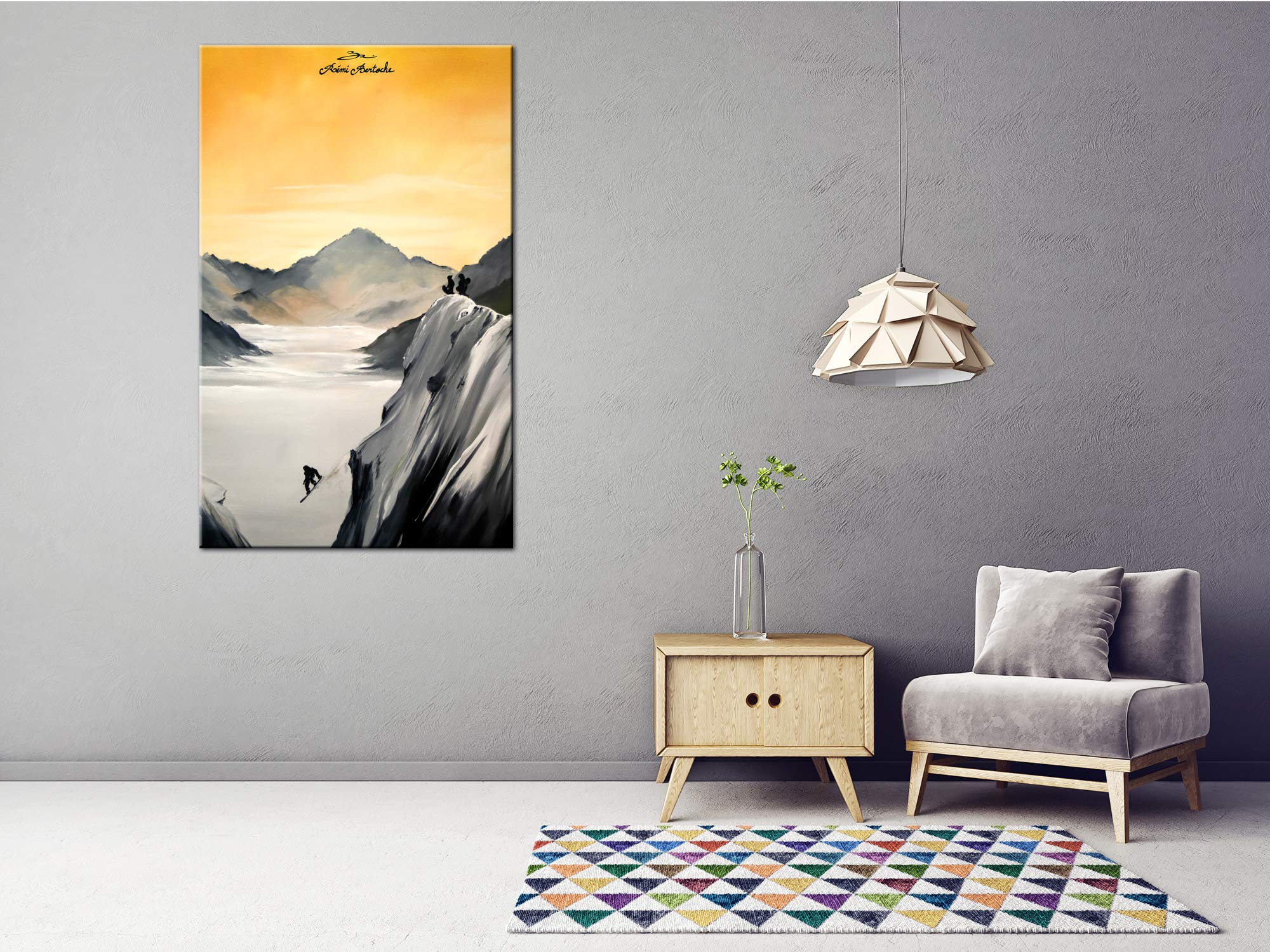 DECLINA, quadro decorativo da parete per soggiorno, moderno, cornici decorative da parete, quadro Snow Session Reproprocution pittura su tela stampata, 50 x 80 cm