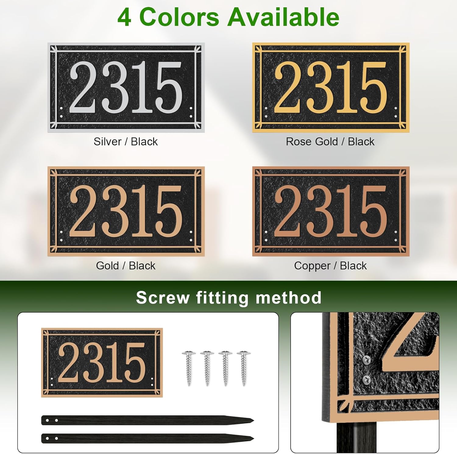 Custom House Address Sign, House Number Plaque Sign for Lawn,Yard,Ground,Driveway,Garden with 2 Stakes,Style 3