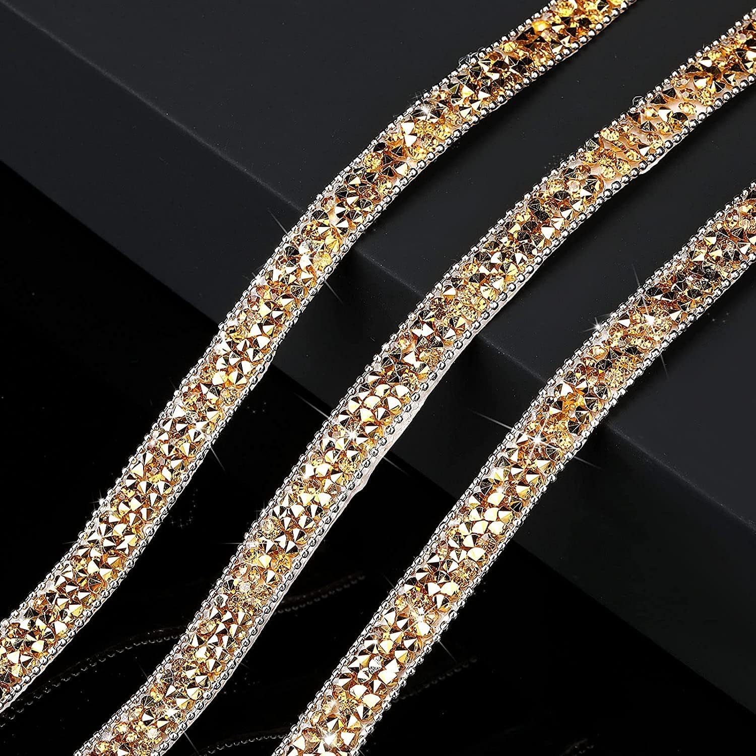 Wstążka samoprzylepna kryształowa kryształ górski diament 3 jardy x 10 mm błyskotka DIY kryształ górski diamentowa naklejka wydarzenie wesele samochód telefon złoty