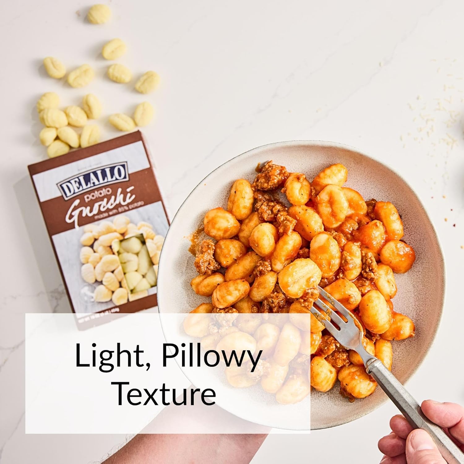 DeLallo Potato Gnocchi Pasta, Made in Italy, Light Pillowy Texture, Dumpling Pasta perfect for Sauces and Baked Dishes, Authentic Italian Recipe, Egg-Free, Kosher, Non-GMO, 16 oz Box, (3 Pack)