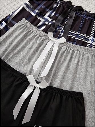 GORGLITTER Women's 3 Pack Pajama Shorts Cute Plaid Gingham Pj Sleep Shorts