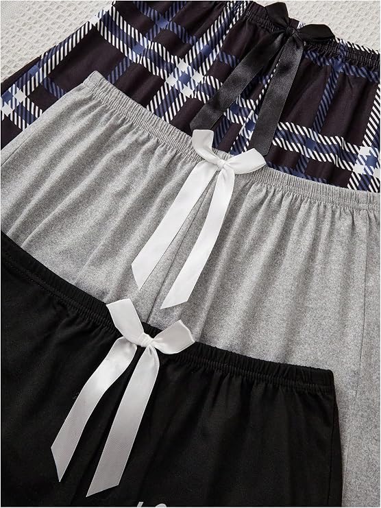 GORGLITTER Women's 3 Pack Pajama Shorts Cute Plaid Gingham Pj Sleep Shorts