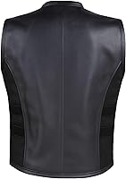 Vista 7 de Armor Biker - Chaleco ajustable de cuero para hombre, color negro