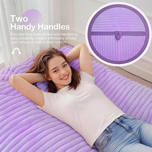 Miniatura 170 de HABUTWAY Puf gigante de 2 pies para adultos, con relleno de espuma viscoelástica, puf grande con funda de terciopelo holandés extraíble para sala de