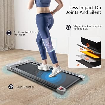 Egofit Walker Pro/Plus Under Desk Walking Treadmill for Working from Home, Compact Walking-Only Treadmill with Fixed 5% Incline for Office Use, Quiet Operation, App & Remote Control