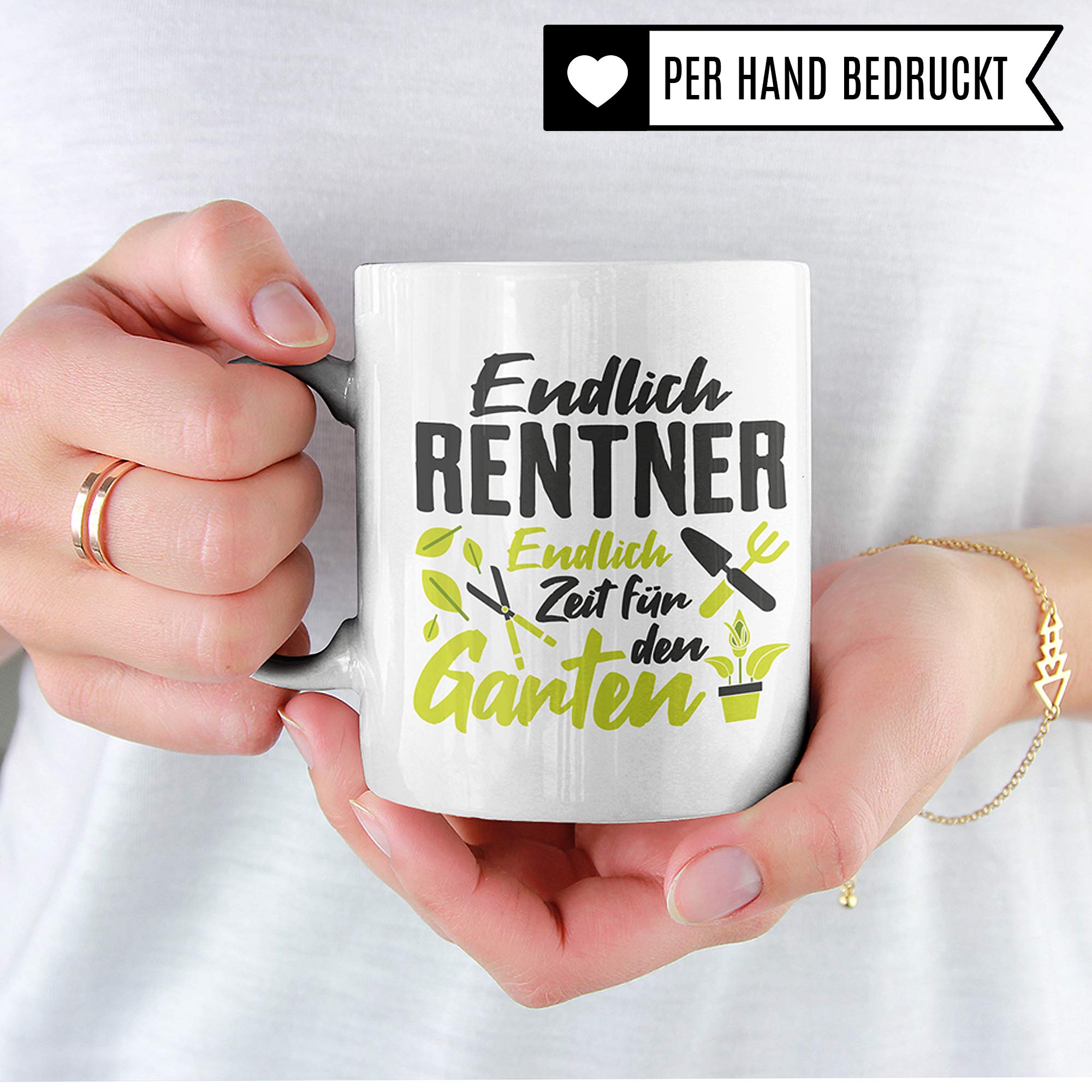 Pagma Druck Tasse 'Endlich Rentner' – Geschenkidee Für Gärtner, Spülmaschinenfest, 330 Ml, Beidseitig Bedruckt