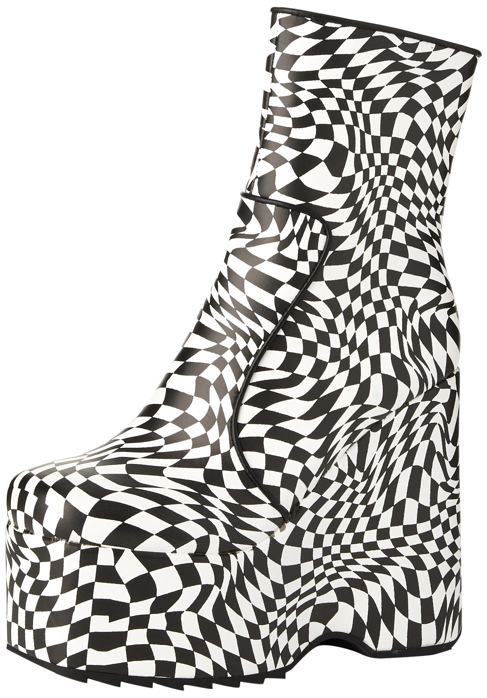 Lamoda Aftershock Chunky Platform Ankle Boots for Women, Black White Lace-Up Streetwear Fashion, Bold Elevated Sole, Comfortable Everyday Style, Trendy Casual Footwear UK4