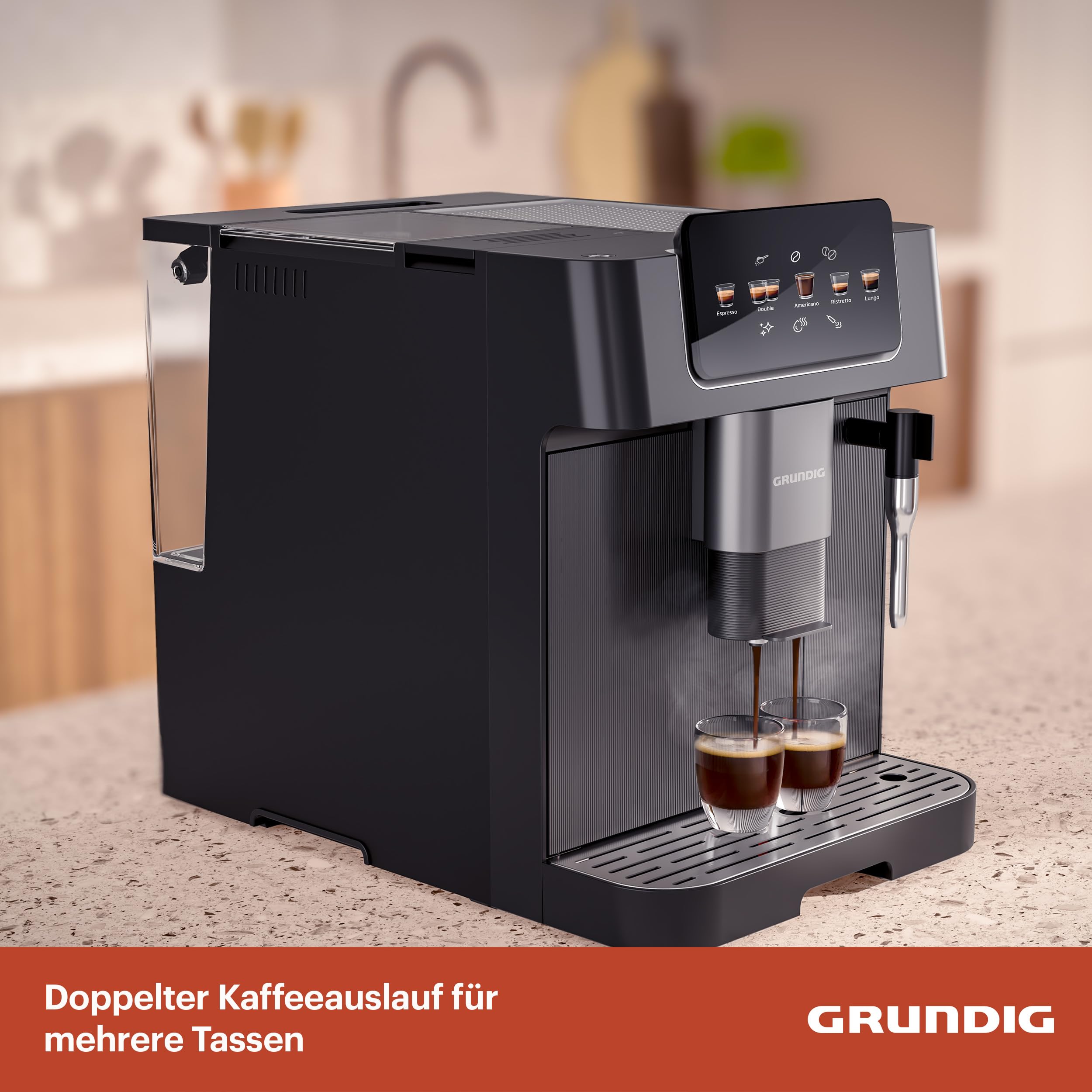 Grundig - KVA 6230 w pełni automatyczny ekspres do kawy – ciśnienie pompy 19 barów – 13-stopniowy mechanizm mielący ze stali nierdzewnej – dysza do spieniania mleka – zbiornik na wodę 2 l