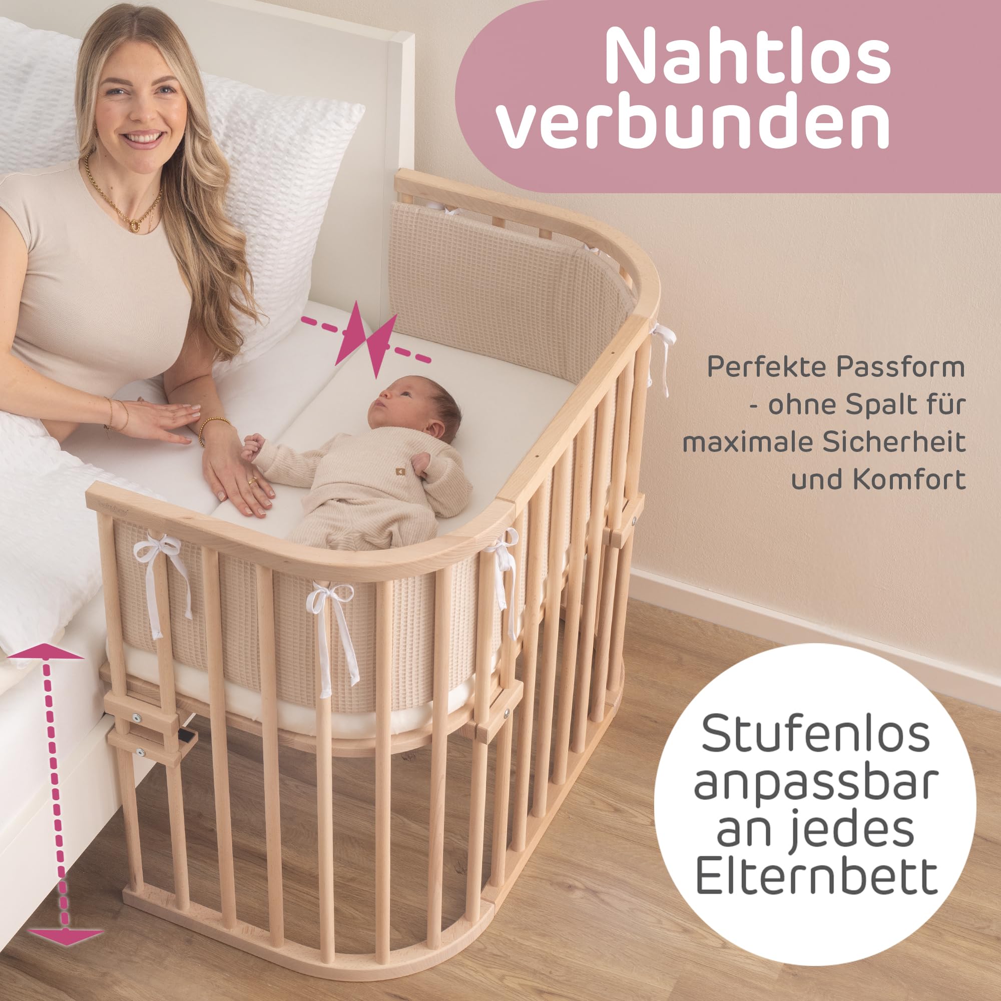 babybay Maxi łóżko pomocnicze, naturalne, nieobrobione z materacem Classic Soft