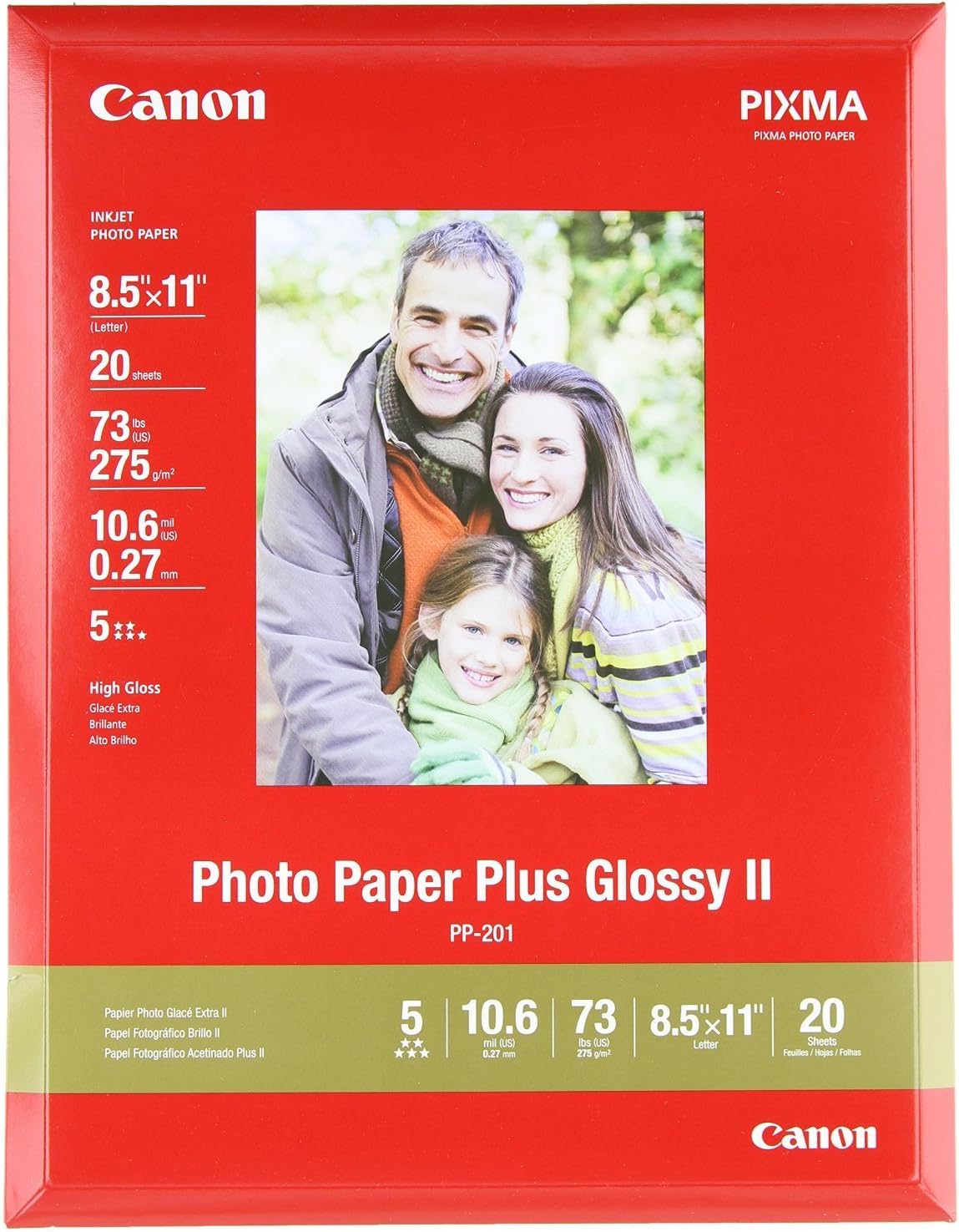 Canon Photo Paper Plus Glossy II 8.5in x 11in 20 Sheets (2311B001)