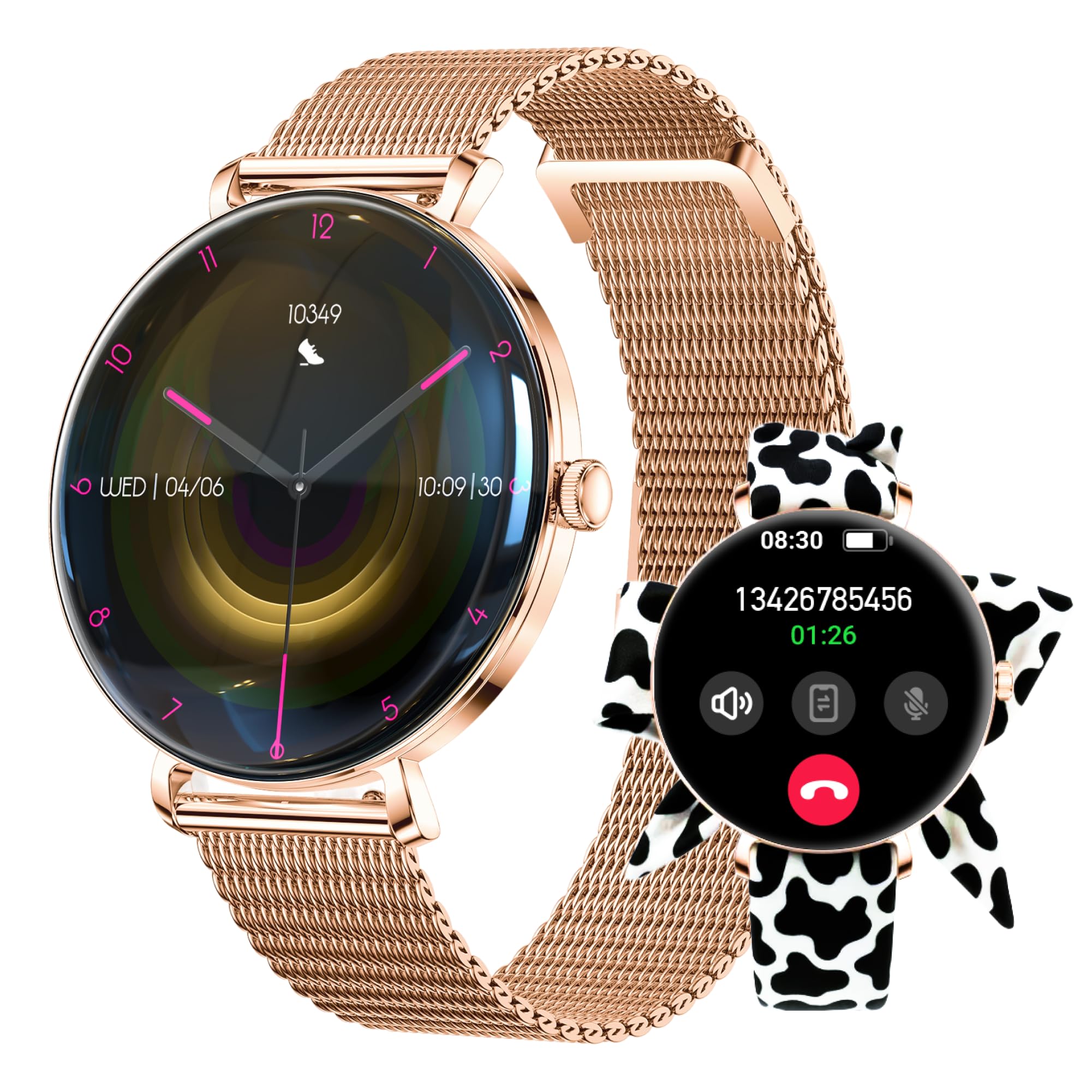 Forever Smartwatch Lucca SB-370/ Notificaciones/ Frecuencia Cardiaca/ Oro Rosa/ Incluye Correa Moteada