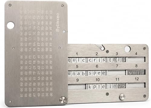 crypto seed phrase storage, metal seed phrase plate, Bybkxeo S1,24-Word Capacity, Fire/Corrosion Resistant, Compatible with Ledger/Trezor/KeepKey silver S1