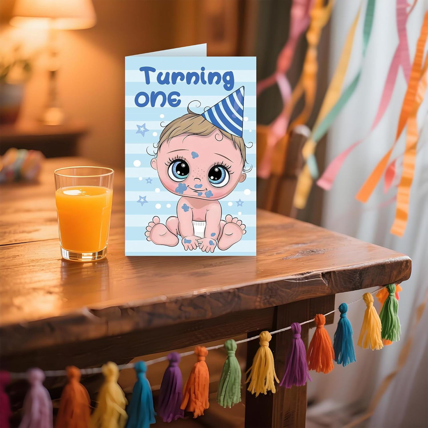 Funny Baby First Birthday Card for Boy, Happy 1st Birthday Cards Gifts, Cute Grandson Son Boys One Year Old Bday Card Decorations. - Image 4