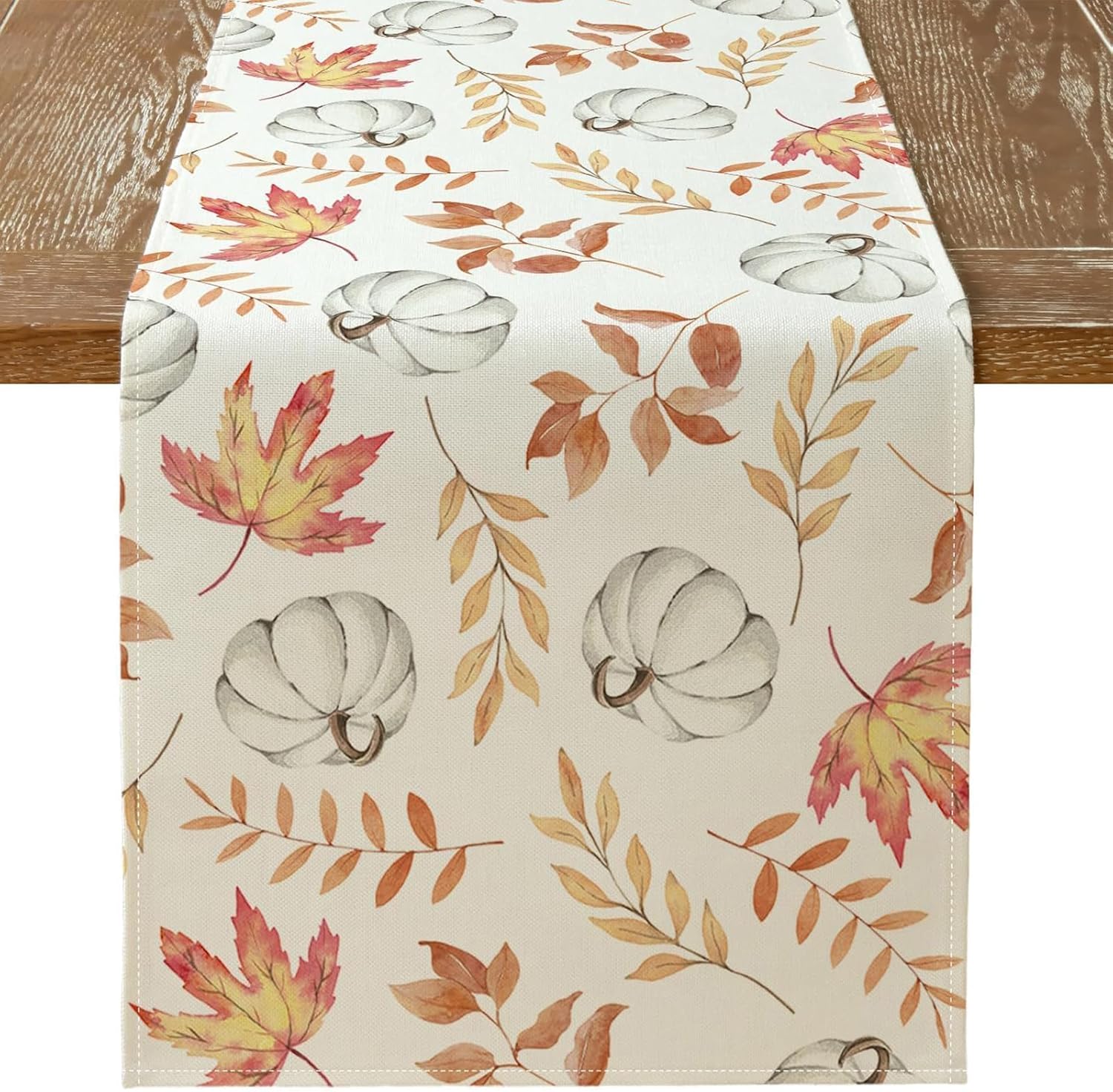 Autumn Decorations, Autumn Decor, 40×180 cm, Orange Pumpkins Maple Leaves Autumn Table Runner, Seasonal Fall Kitchen Dining Table Decoration for Home Party Decor