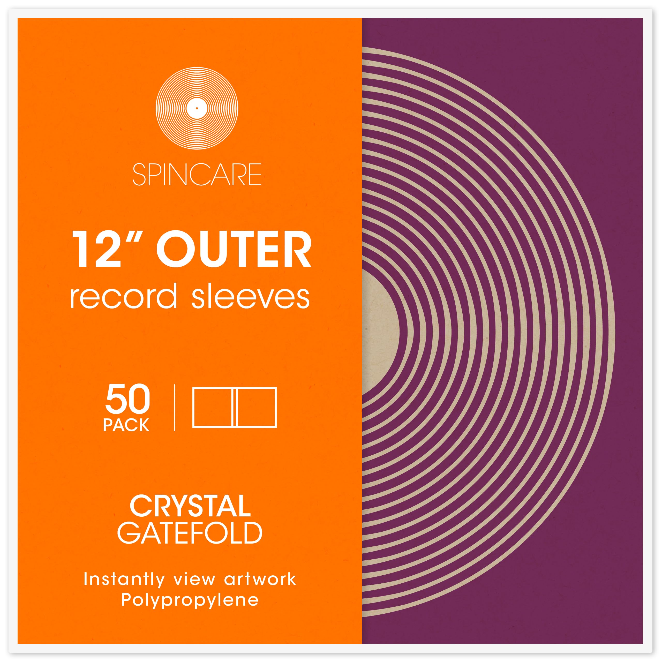 50x Pochettes GATEFOLD Disque Vinyles 33 Tours | Dépliables Pochettes Crystal pour 33T Albums LP Simples Doubles | Polypropylène Plastique Transparente