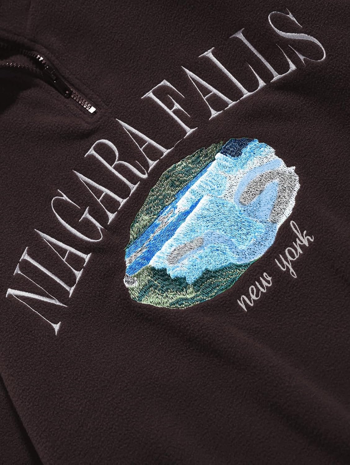 ZAFUL Mens Graphic Fleece Sweatshirts Quarter Zip Pullover Sweatshirt Letter Embroidered Oversized Vintage Hoodie Top - Image 2