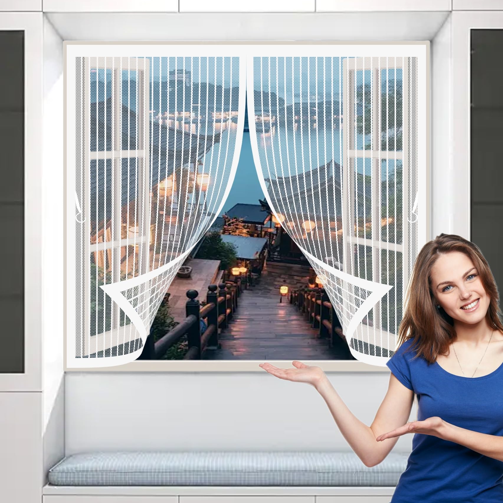 Moustiquaire store enroulable pour porte de balcon ouverte