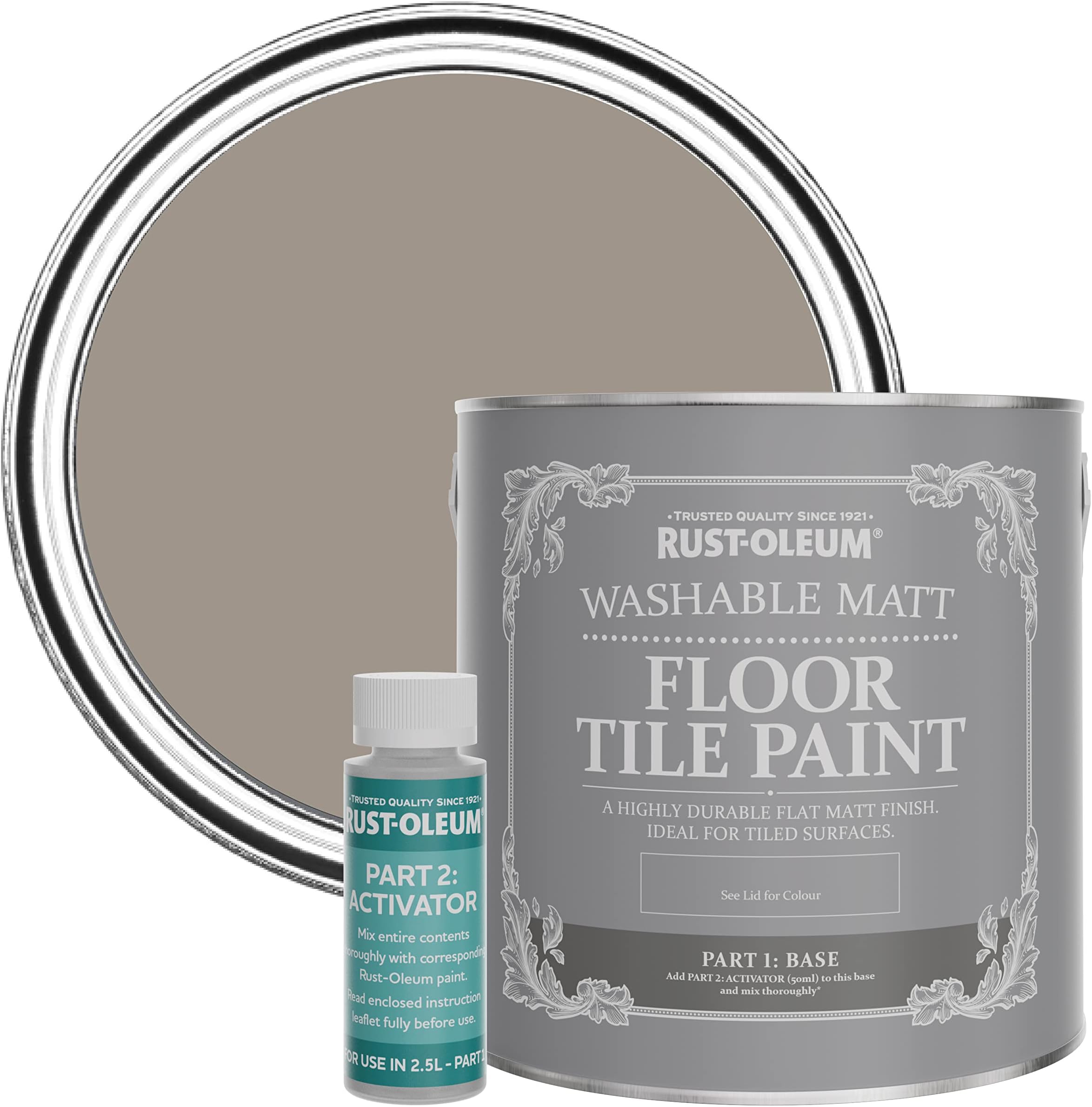 Rust-Oleum Brown Washable Matt Floor Tile Paint - Whipped Truffle 2.5L
