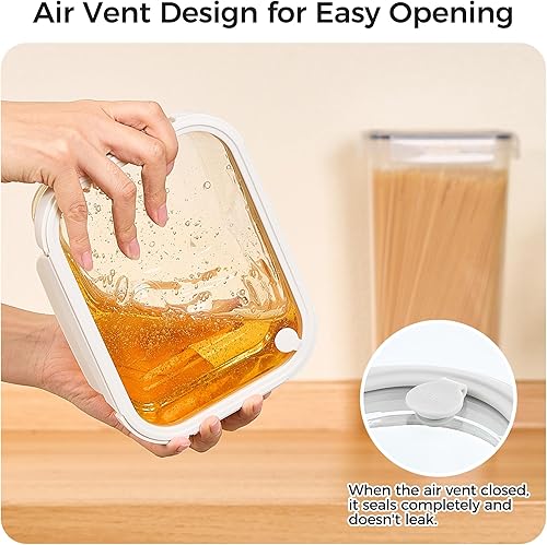 Miniatura 6 de Vtopmart Paquete de 5 recipientes de vidrio de 35 onzas con tapas de vidrio y ventilación de aire, juegos de recipientes de alimentos para