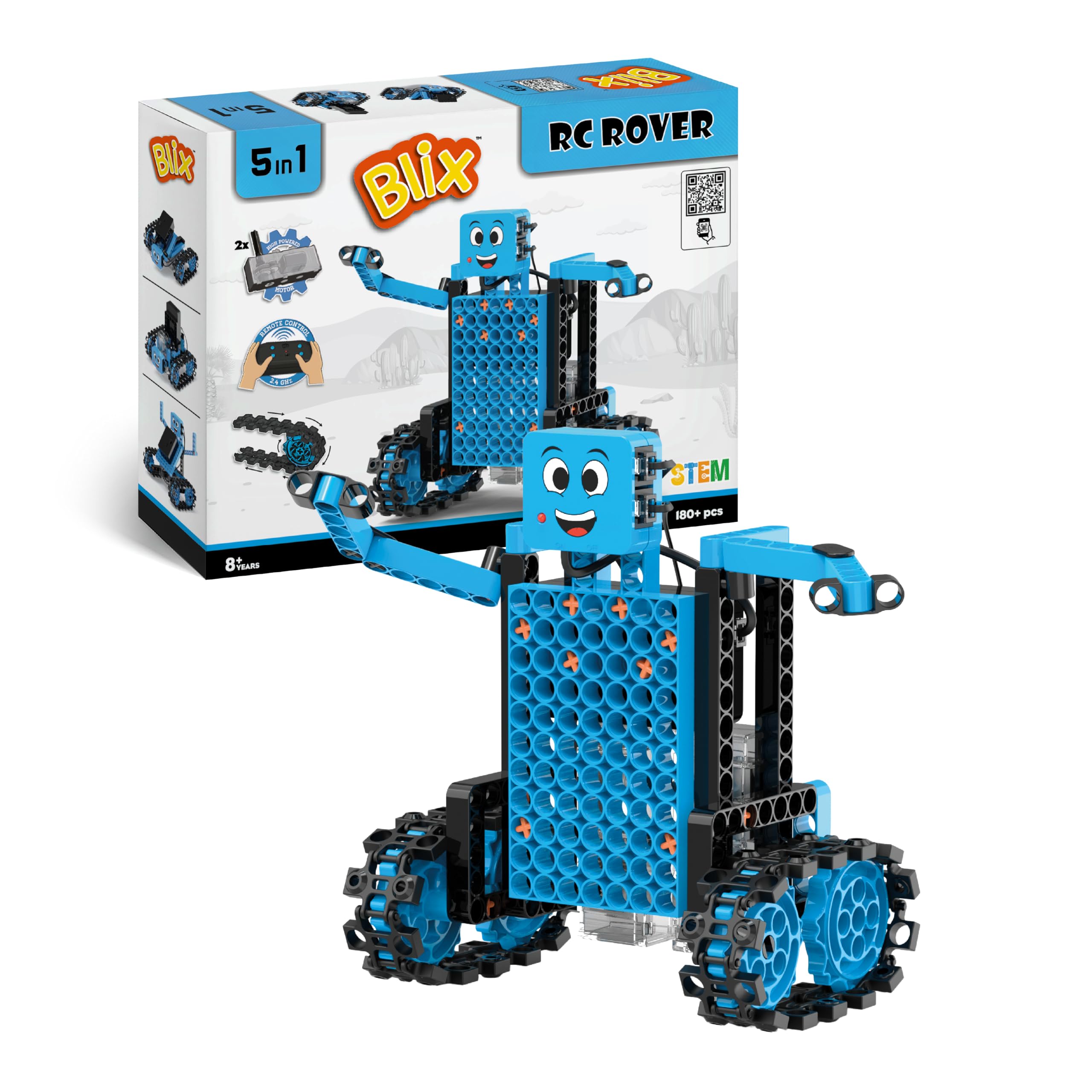 BLIX RC Rover, DIY STEM Robotics kit with 180+ Pieces for Kids Aged 8+. Educational Toy to Teach How Track-Drive mechanisms Work-image-16