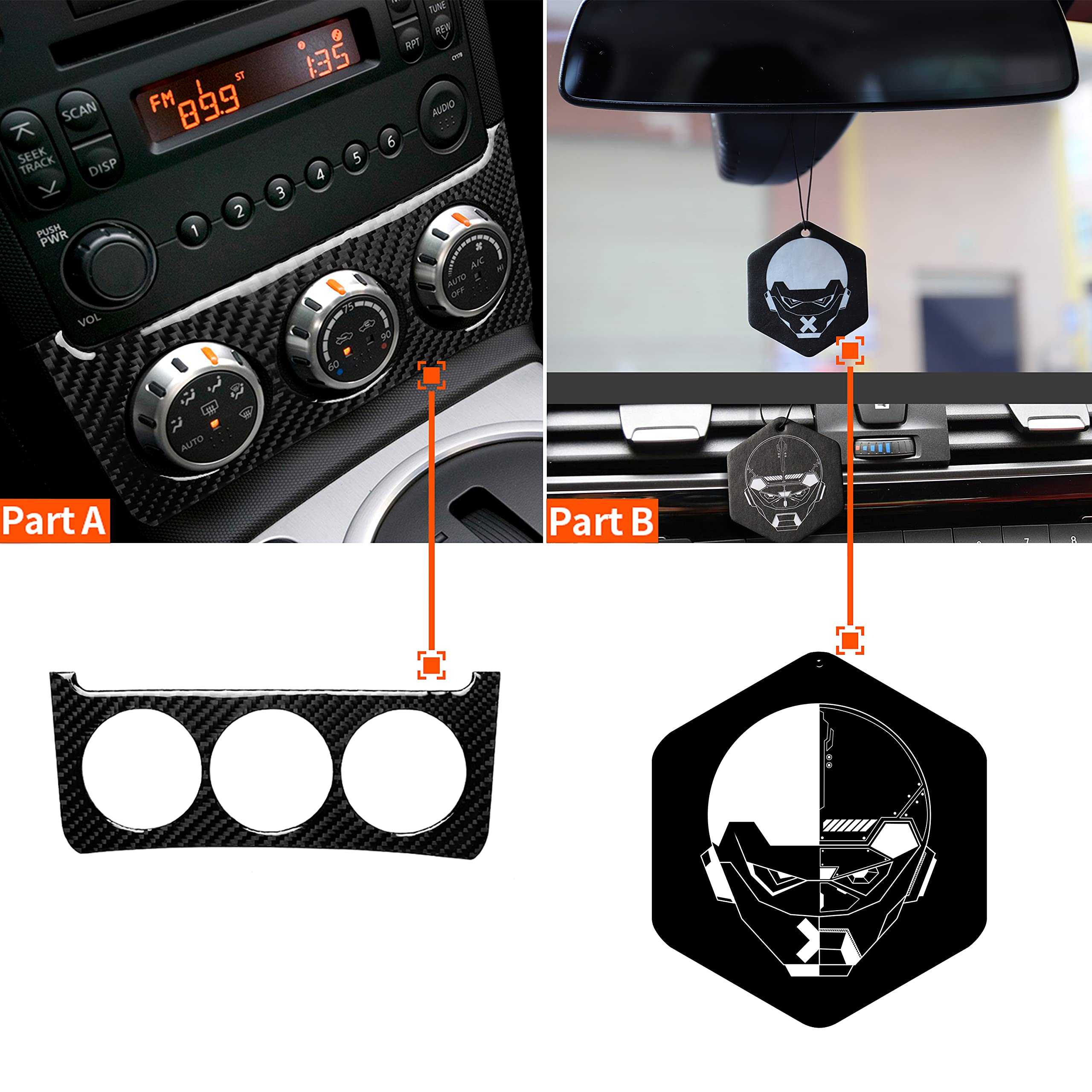 Real Premium Carbon Fiber Compatible with Nissan 350z 2006 2007 2008 2009 Accessories Car Instrument Knob Cover Sticker Decal Auto Interior Trim