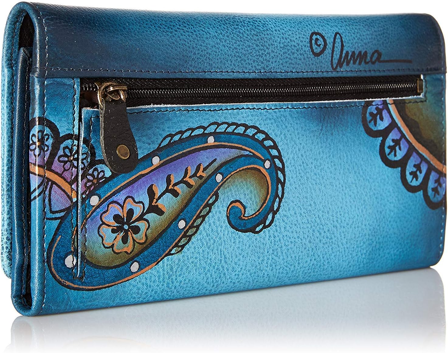 Anna by Anuschka Women's Hand Painted Genuine Leather Multi Pocket Wallet - Image 4