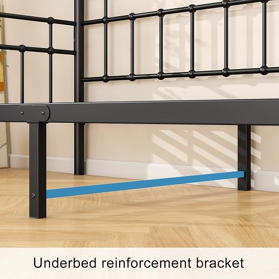 HOMERECOMMEND Metal Single Daybed Frame 3ft Sofa Bed Frame,Black | 90x190 cm Bed Steel Slats Platform Base Box Spring Children Bed Sofa Living Room Guest Room