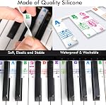 Notes pour piano Superposition 61 Bande de clavier, Azymi Étiquettes de clés pour piano 61 Clé pour le débutant, Removable Multi-couleur Grandes Lettres Guide de Piano Silicone