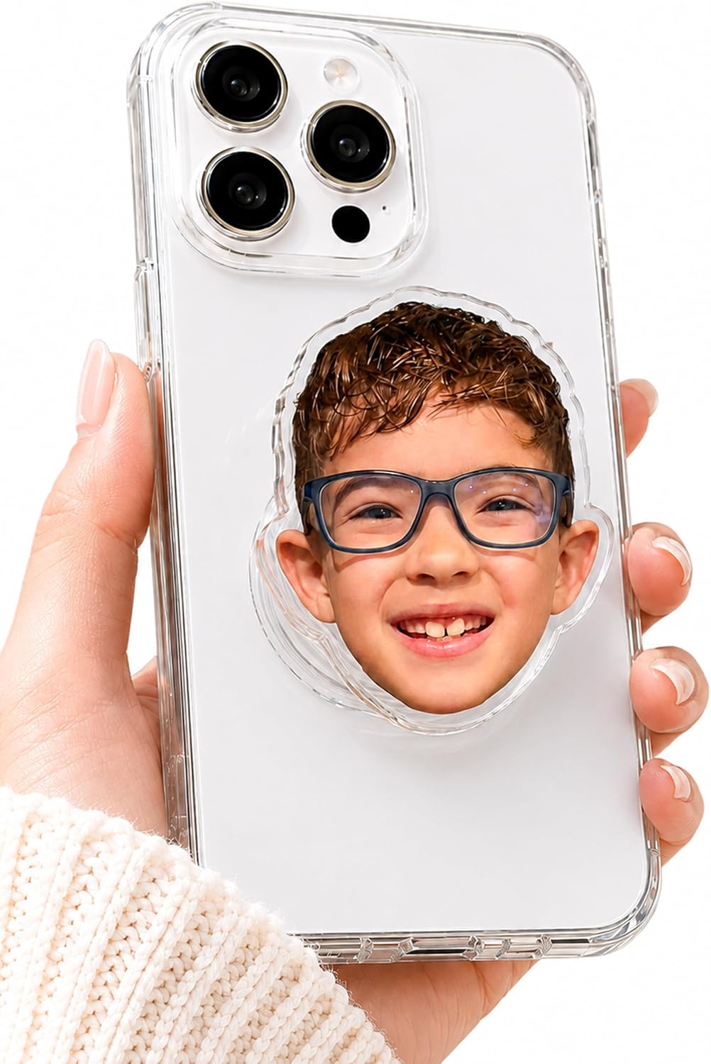 Custom Face Photo Pop Socket Grip Stand for Smartphones, Magnetic Backing