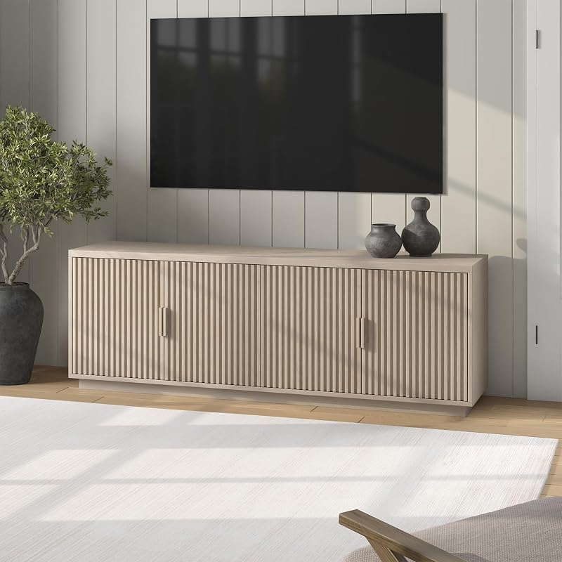 Henn&Hart 68" TV Stand for TVs up to 75", Beech White image 4