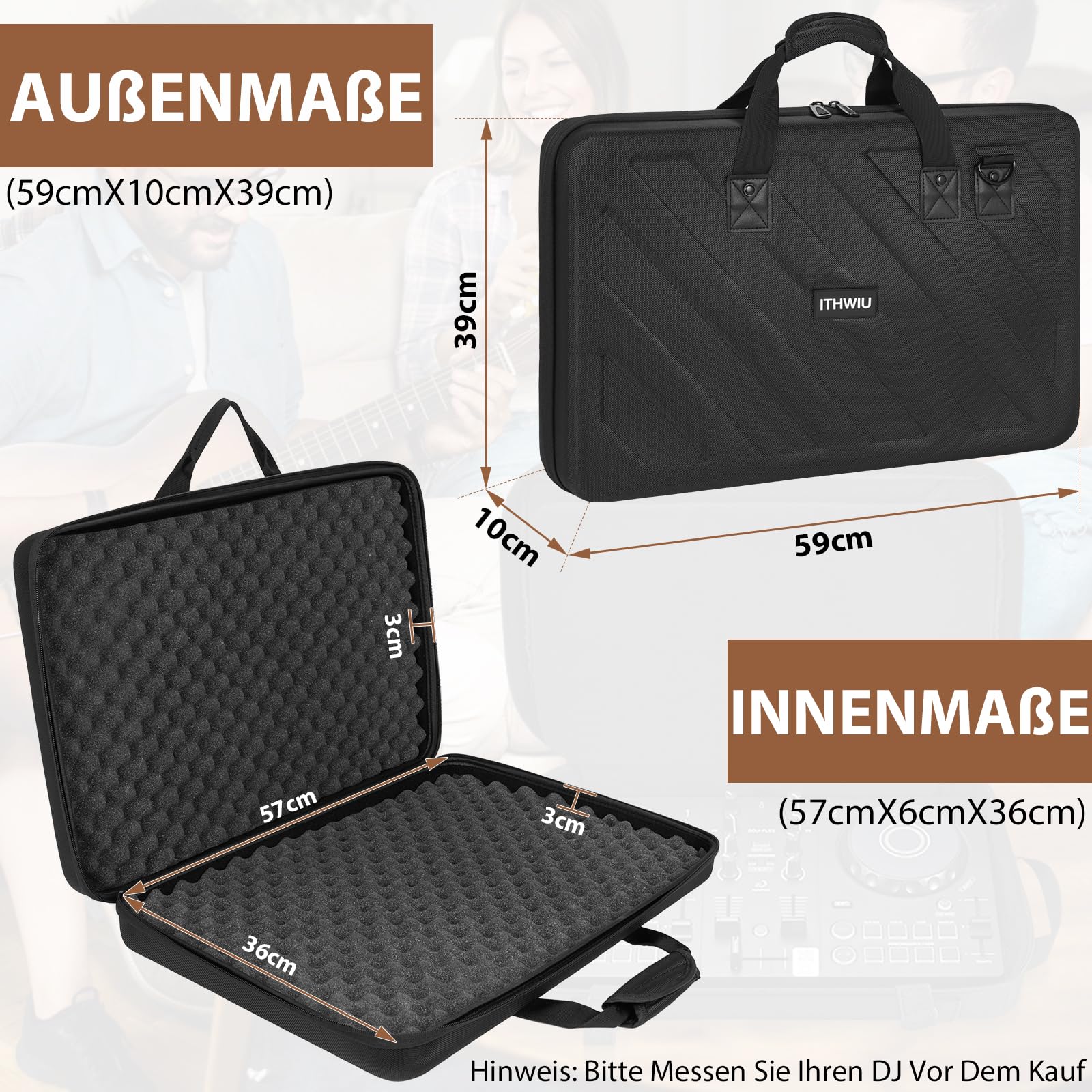 OUUTMEE Borsa per Pioneer, Nero , 58 cm x 37 cm x 9 cm, Elegante