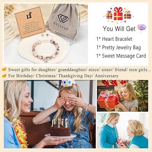 Miniatura 6 de Pulsera de cumpleaños para niña de 8 a 21 años, con números dulces y corazones, para hija, nieta, sobrina, amigas