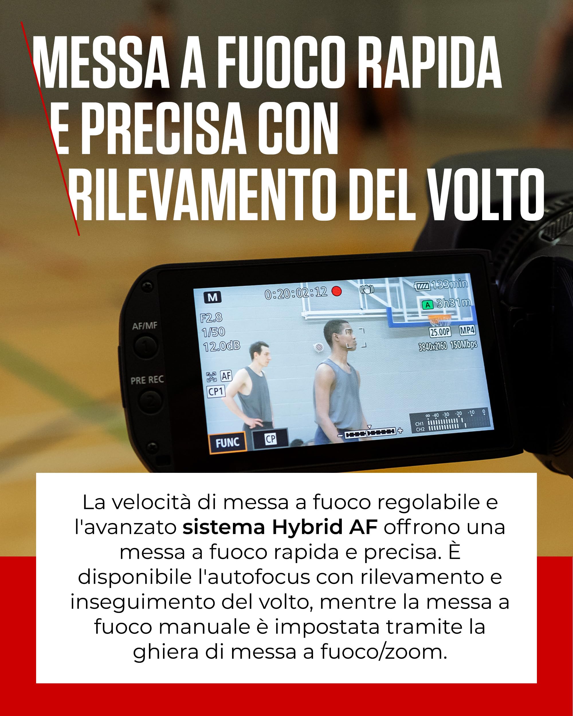 Canon XA60 - Videocamera 4K Professionale con Messa a Fuoco Automatica, Zoom Ottico 20x, Stabilizzazione a 5 Assi, Uscita HDMI e Streaming Live HD via USB-C