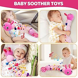KMUYSL Baby Toys 0-6 6-12 Months, Sensory Music Animal Stuffed Toy for 0 1 2 3 4 5 6+ Months, Plush Toy with Crinkle and Rattles for Infant Newborn, Tummy Time Toys Gifts for 0-3-6-12 Month